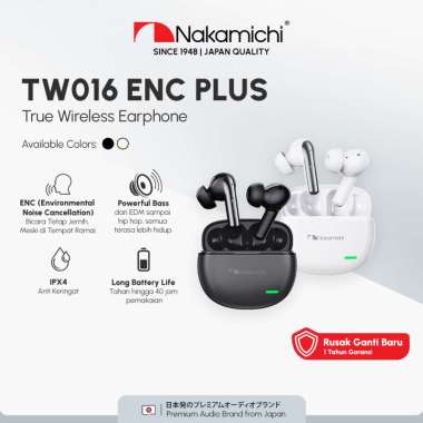 Nakamichi TW016ENC Plus True Wireless Bluetooth 5.4 Gaming Earbuds TWS Putih