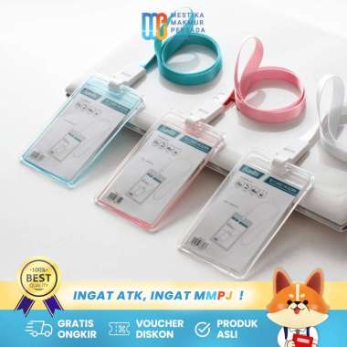Bantex ID Card Akrilik Dengan Tali Lanyard - Name Tag / Card Holder / Tempat Kartu Nama 8868 Transpa