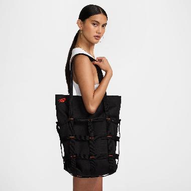 NIKE Women Sportswear Cargo Tote 12L Tas Olahraga Wanita [HF5303-010] MISC Black/Black/Orange