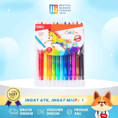 Deli Crayon Anak Lengkap Twistable / Putar - 12 Warna EC20403