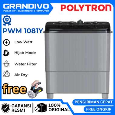 Mesin Cuci POLYTRON 2 Tabung 10kg PWM 1081Y 9081Y 8081Y 7081Y Garansi Resmi POLYTRON - Grandivo Kapa