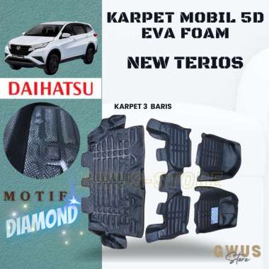 Karpet mobil 5D DAIHATSU NEW TERIOS- 3 Baris Mangkok EVA FOAM premium-DIAMOND Pad Abu