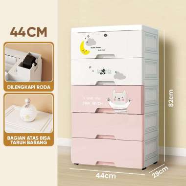 Angola Laci Rak Susun Plastik C51 - C53 Lemari Storage Cabinet Tingkat 5 Tingkat Pink-C53