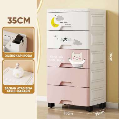 Angola Laci Rak Susun Plastik C51 - C53 Lemari Storage Cabinet Tingkat 5 Tingkat Pink-C19