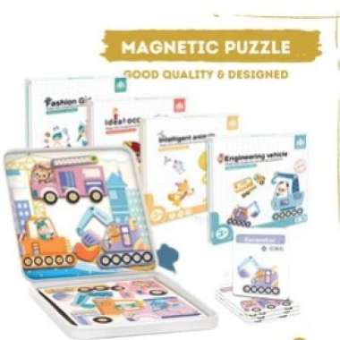 Lakuku - Magnetic Puzzle Mainan Edukasi Puzzle Kayu Magnet Vehicle