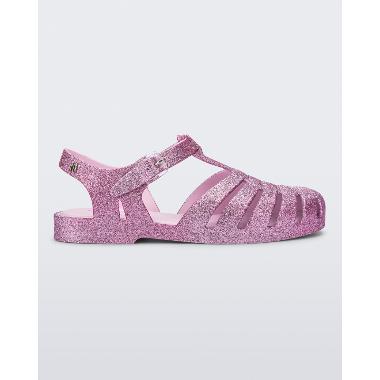 Melissa Possession Glitter Ad Sandal Flat Wanita - Pink Silver Glitter 38