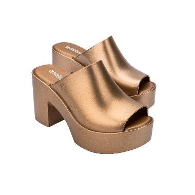 Melissa Mule Hype Metallic Ad Sandal Heels Wanita - Gold 35-36