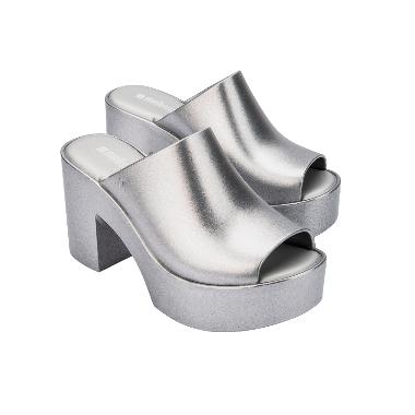 Melissa Mule Hype Metallic Ad Sandal Heels Wanita - Light Silver 35-36