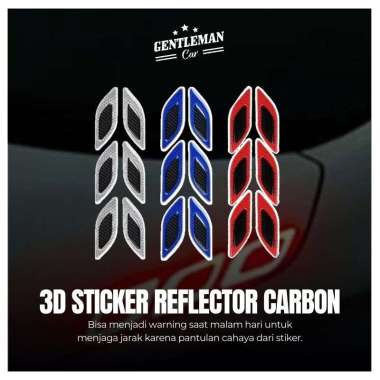 Gentleman Car 3D Sticker Reflector Carbon Body Stiker Reflektor Tuyere Mobil [6 pcs] MERAH