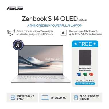 ASUS Zenbook S 14 OLED UX5406SA-OLEDS7312TM - Scandinavian White [Intel Core Ultra 7 / Intel Arc Gra