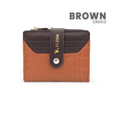 Elega Helena Purse Dompet Kartu Card Holder Mini Wallet Koin Wanita CROCO-BROWN