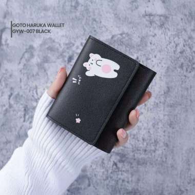 Goto Haruka Wallet Dompet Wanita Kecil Aesthetic Lipat Simple GYW-007 BLACK