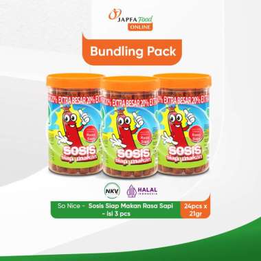 So Nice Sosis Siap Makan Rasa Sapi 24 Pcs x 21 gr - Isi 3 pack