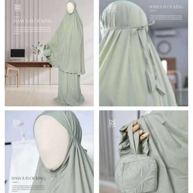 In'am Gallery | Mukena Hawa Flocking by Maisara |Mukena Bahan Nylon PEAS
