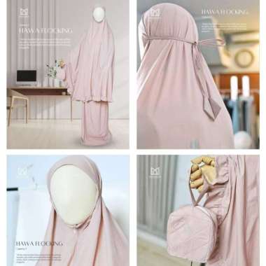In'am Gallery | Mukena Hawa Flocking by Maisara |Mukena Bahan Nylon PEONY