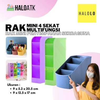 Rak Mini 4 Sekat Tempat Kotak Alat Tulis Rak mini Tempat Make Up Stationery Stand Meja Rak Mini Hija