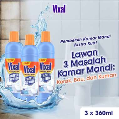 Vixal Pembersih Porselen & Kamar Mandi HCl Anti Kerak Bandel Ekstra Kuat [360 mL] isi 3 Pcs