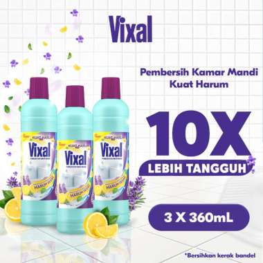 Vixal Pembersih Porselen & Kamar Mandi HCl Anti Kerak Bandel Kuat Harum [360 mL] isi 3 Pcs