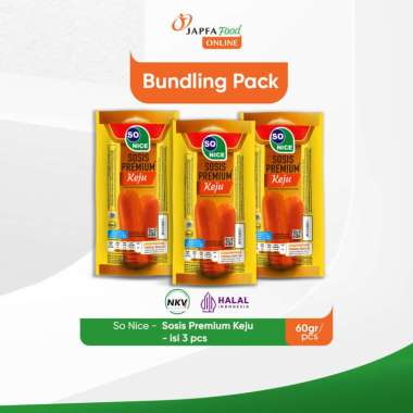 So Nice Sosis Premium Keju 60gr - Isi 3 pcs