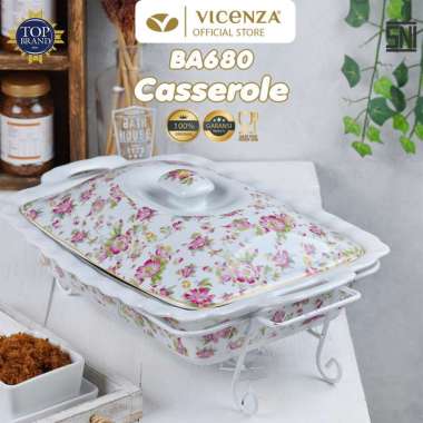 Vicenza BA680 Motif Melati Penghangat Makanan Persegi Panjang white