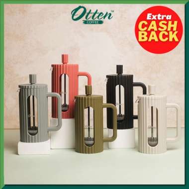 Kaia French Press - Otten Coffee Tea Plunger Glass / Alat Kopi Gelas Kaca Minimalis Pastel 350ml Bla