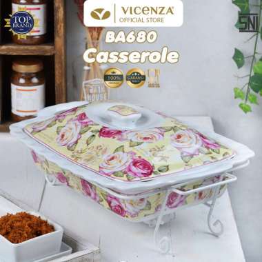 Vicenza BA680 Motif Mawar Persegi Panjang Penghangat Makanan white