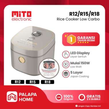 Mito Rice Cooker R12 R15 R18 Digital Low Watt | Mejikom Lo Karbo Less Sugar Rendah Gula R15 (1,5 Lit