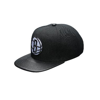 Mitchell & Ness Men Basketball NBA J Leather Brooklyn Nets Strapback Cap [HS9551-BNEBLCK] OS