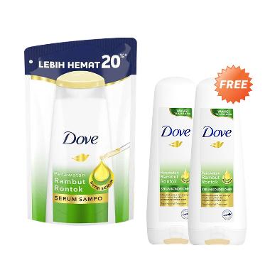 [Buy 1 Get 3] Dove Shampoo Perawatan Rambut Rontok Sampo Pouch [900 mL] Free Dove Perawatan Rambut R