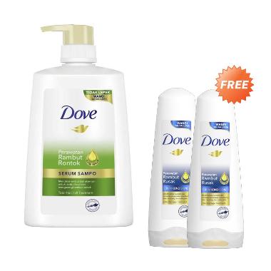 [Buy 1 Get 3] Dove Perawatan Rambut Rontok Shampoo 900 mL Free Dove Perawatan Rambut Rusak Serum Kon