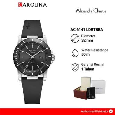 Jam Tangan Wanita Alexandre Christie Passion AC 6141 LDRTBBA Black Dial Black Rubber Strap