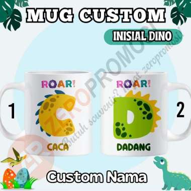 Mug Custom Inisial Nama Dino Lucu CD Kode 2