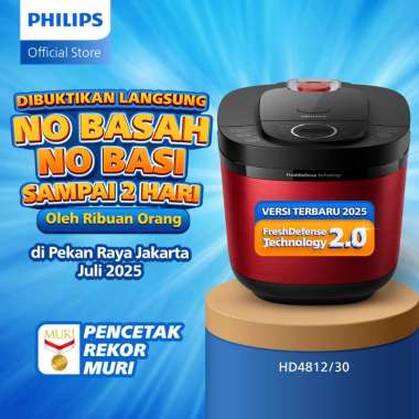 Philips Digital Rice Cooker Magicom 1.8 L - 3000 Digital Series Premium HD4812/30 - Merah - 18 Menu Masak - Anti lengket - FreshDefense Technology - 4