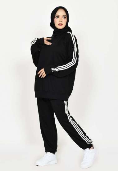 LEZAHRASIGNATURE Set Sporty Yola ABU-ABU Setelan Training Olahraga Wanita Pria Lengan Panjang Jumbo 