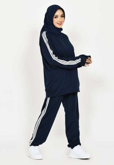 LEZAHRASIGNATURE Set Sporty Yola ABU-ABU Setelan Training Olahraga Wanita Pria Lengan Panjang Jumbo 