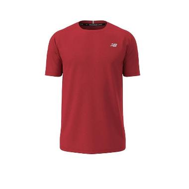 New Balance Men Running Core Run Short Sleeve Atasan Lari Pria [NEWMT11205RE] A/XL Team Red Inline