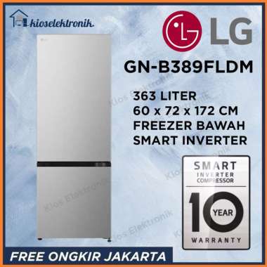 LG GN-B389FLDM Kulkas LG Freezer Bawah Bottom Freezer Garansi Resmi LG Indonesia - GNB389FLDM / GNB 
