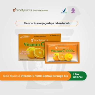 SIDOMUNCUL Vitamin C 1000 Serbuk Orange 6's - Jaga Daya Tahan Tubuh