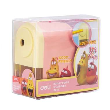 Deli Rautan Pensil Putar Edisi Larva / Serutan Pensil Lucu Anak Sekolah Auto Feed E0641L Pink
