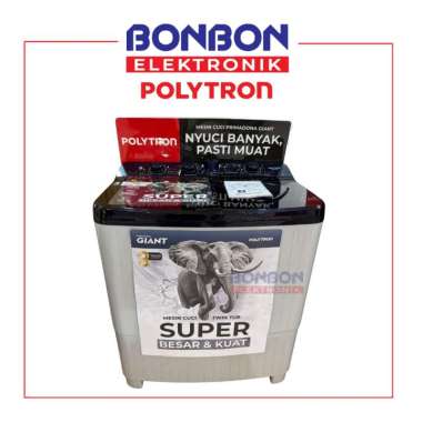 Polytron PWM8081Y Mesin Cuci 2 Tabung 8 kg - Primadona Giant Series Hijab - Grey