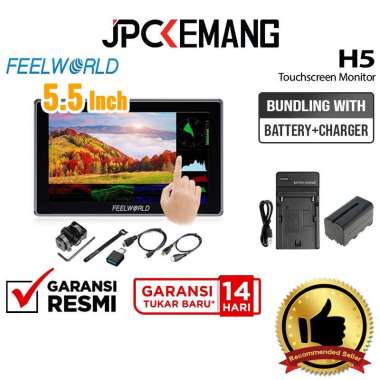 JPC KEMANG Feelworld H5 5.5 Inch 12G SDI HDMI 2.0 Touchscreen Field Monitor External Camera GARANSI 
