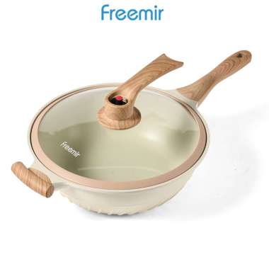 freemir 32cm Die-cast Wokpan Vya Micro Pressure Series-with Composite Bottom Frying Pan Beige