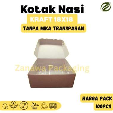 Kotak Nasi Tebal untuk Katering 18x18/20x20 Kraft Putih Cokelat - Harga Perpack Isi 50/100pcs TIDAK