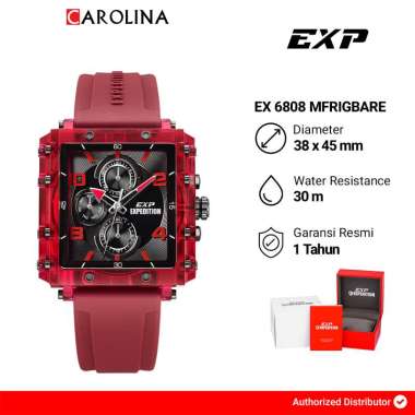 Jam Tangan Pria Expedition EXP EX 6808 MFRIGBARE Black Dial Red Rubber Strap