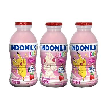 Indomilk Strawberry Susu Cair Kemasan Pokemon [190 mL][3pcs]