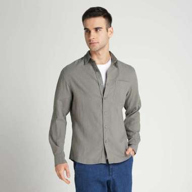 Giordano Men's Long Sleeve Linen Shirt - Green [0104320143] S
