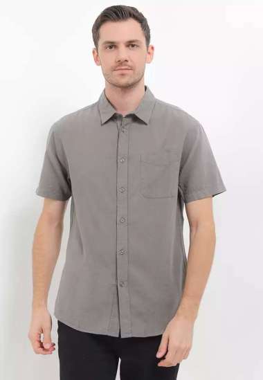 Giordano Men's Short Sleeve Linen Shirt - Green [0104320243] L