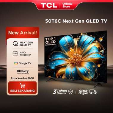 [Next Gen QLED] TCL 50 inch T6C - 4K Google TV - HVA Panel HDR 10+ - Dolby Vision & Atmos - AiPQ Pro