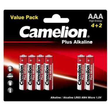 CAMELION BATERAI ALKALINE AA 4 + 2 I BATERAI ALKALINE A2 ISI 6 AAA (PCS)