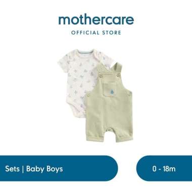 Mothercare Raya Collection Boat Bibshorts and Bodysuit Set - Set Baju Lebaran Bayi Laki-laki (Hijau)